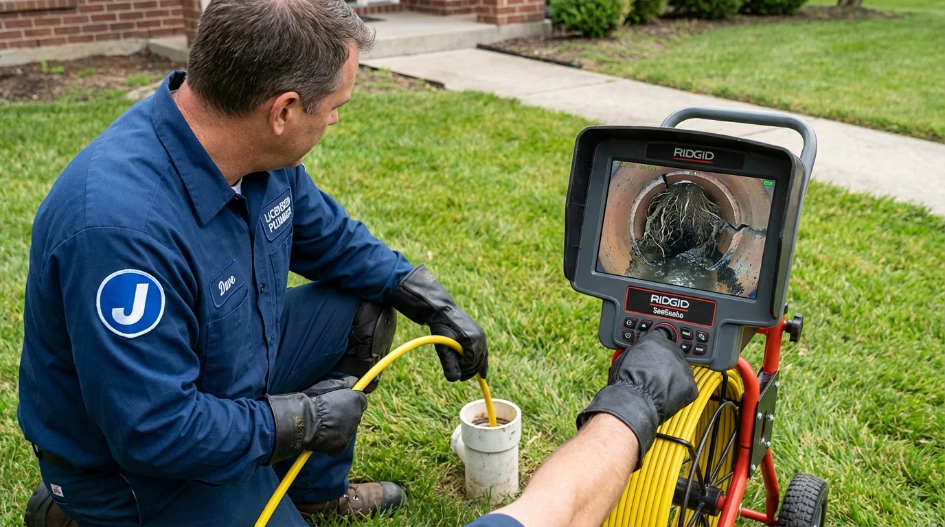 Sewer camera inspection being performed by Johns Plumbing LLC in Tolono